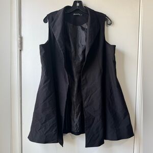 Estelle and Finn Black Cape with Lapels and A-Line Silhouette